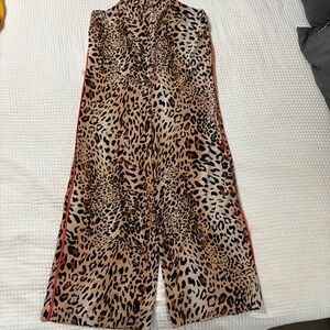 Leopard print pant romper